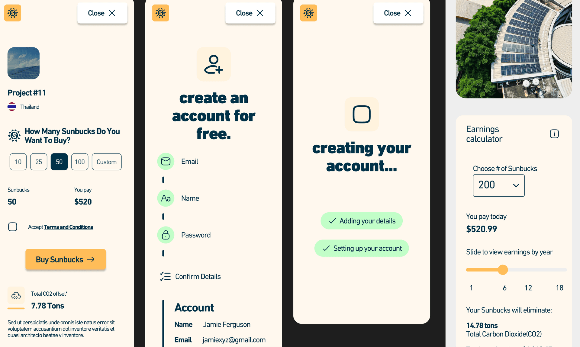 Sunbucks mobile UI